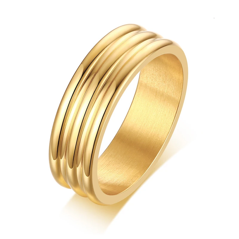 ring Золотое кольцо из нержавеющей стали для мужчин, обручальное кольцо, новое кольцо 6 мм - Цвет основного камня: ring