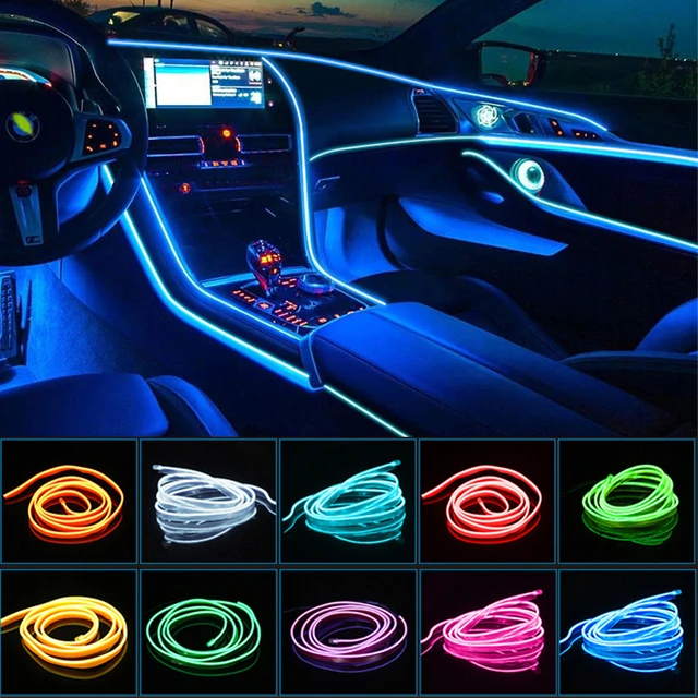 Voiture Led Bande Intérieure Lumière 3m Usb Neon Fil Lumières Glowing  Éclairage Ambiant Décorations de Voiture Intérieur