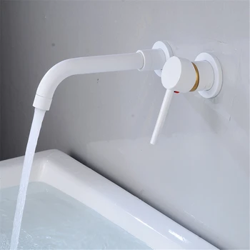 

Modern Wall-Mount Mixer Tap Bathroom Sink Faucet Swivel Wall Spout Bath X6HC