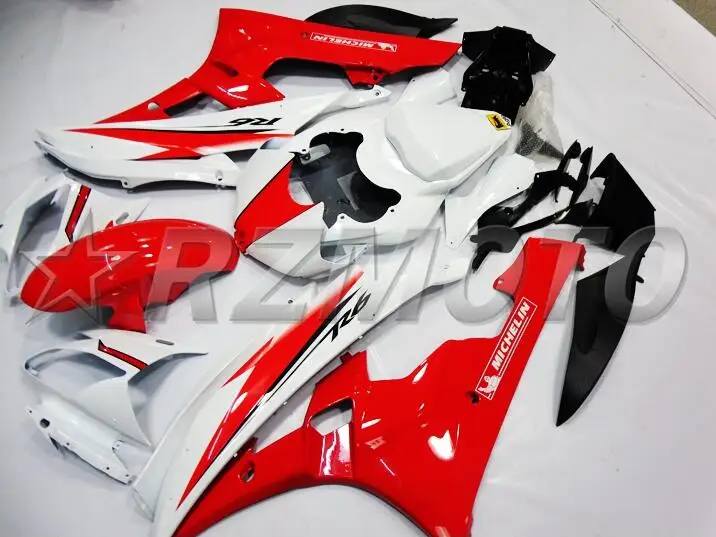 ABS полный обтекатель наборы, пригодный для YAMAHA YZF-R6 2006 2007 обтекатели комплект YZF R6 06 07 части тела впрыска красный белый