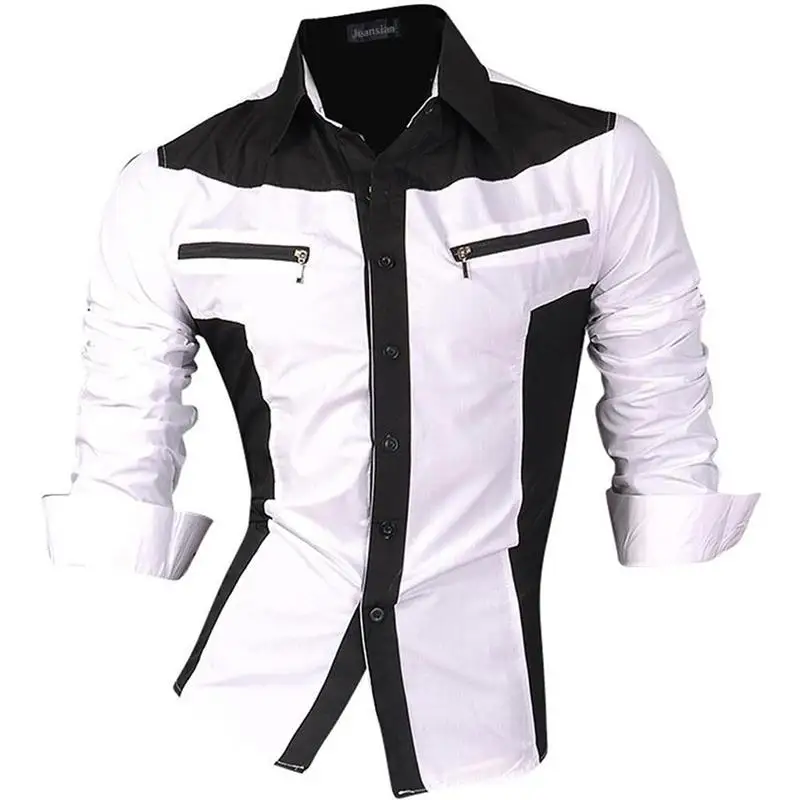 Z018-White Jeansian мужские повседневные рубашки модные дизайнерские Стильные приталенные рубашки с длинным рукавом 8371 - Цвет: Z018-White