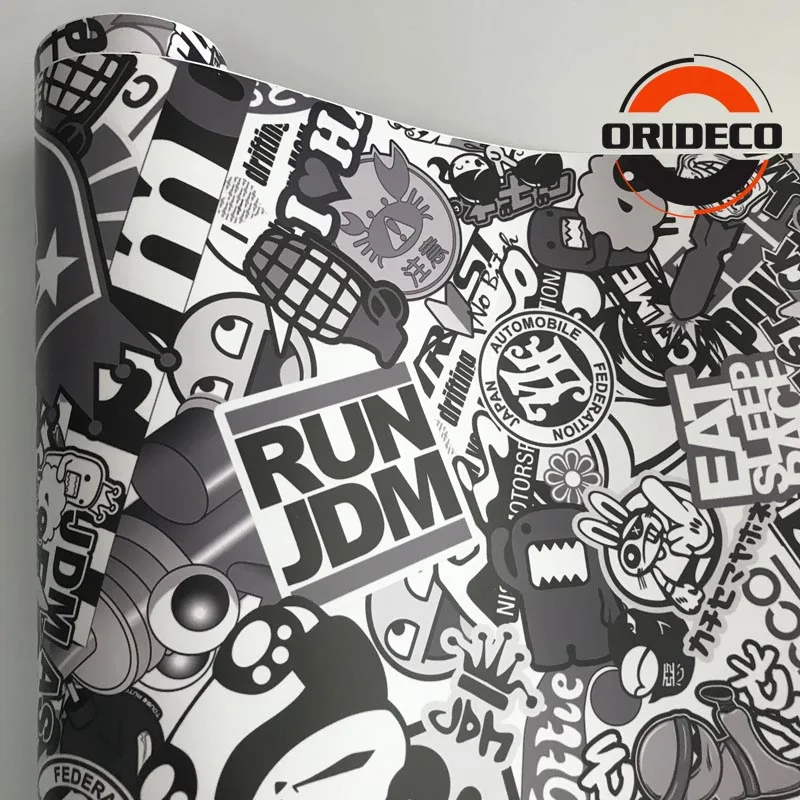 black white gray cartoon sticker bomb vinyl sticker 3