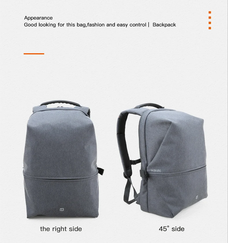 Winking повседневный мужской рюкзак Водонепроницаемый рюкзак для путешествий usb зарядка Рюкзак для ноутбука 15-15,6 дюймов школьные сумки для мальчиков-подростков