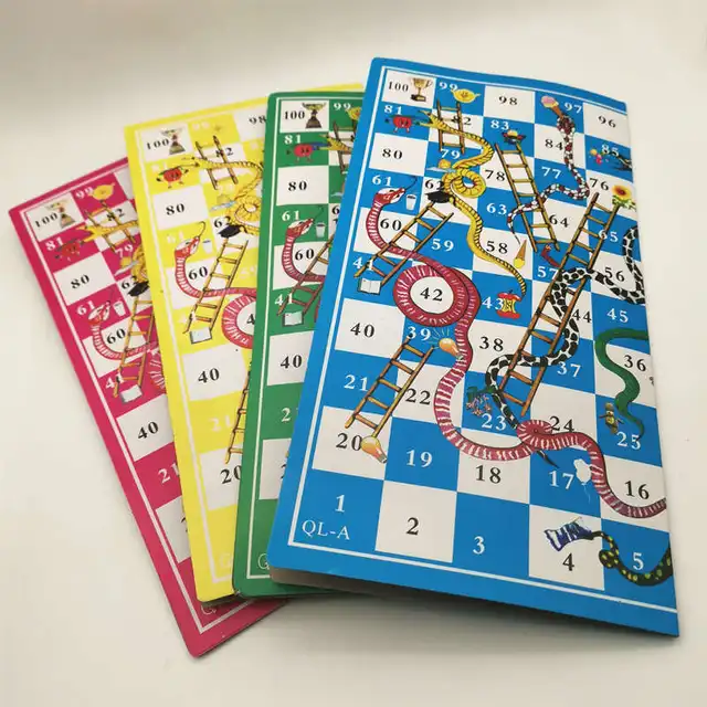 Funny Portable Board Games Children Paper Snake Ladder Flying Chess Set Family Party Games Toys for Kids 25*25 cm 6