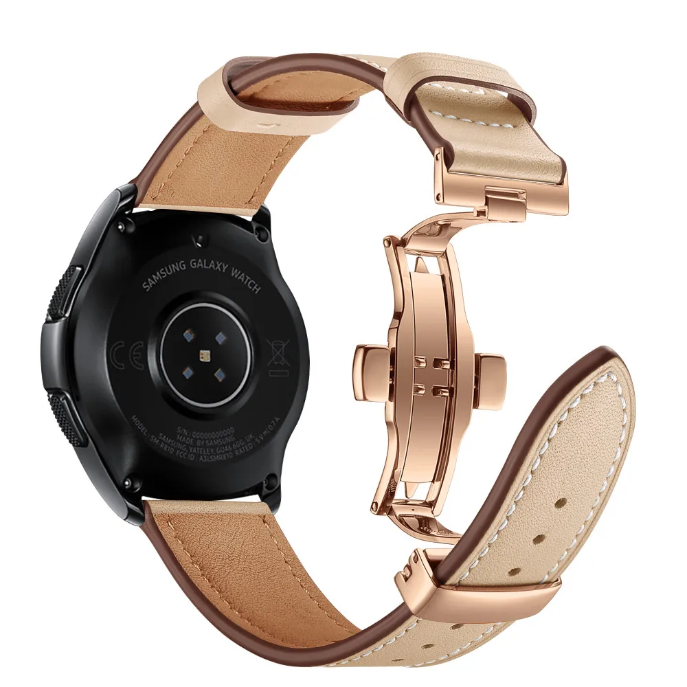 20 мм сменный Браслет для часов для Garmin Vivoactive 3/3 музыка/3 ч/Vivomove HR кожаный ремешок для samsung Galaxy watch Active/42 мм - Цвет ремешка: Apricot-Rosegold