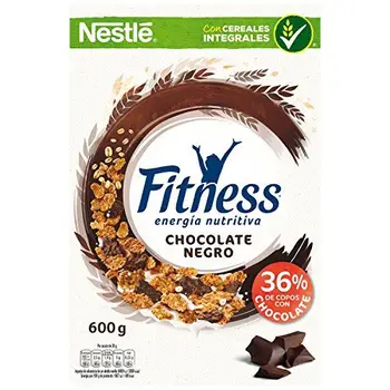 

Cereales Nestlé Fitness con chocolate negro - Copos de trigo integral, arroz y avena integral tostados - 16 paquetes de cereales