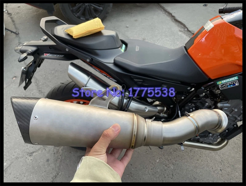 For KTM 790 890 Duke 2018-2023 Motorcycle Exhaust System with Titanium Alloy Muffler Silencer Link Pipe Carbon Cover Shield - Image 5