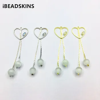 

New arrival! 65x19mm 50pcs Cubic zirconia/opal effect Heart charm for Jewelry Findings Earrings parts,hand Made Jewelry DIY