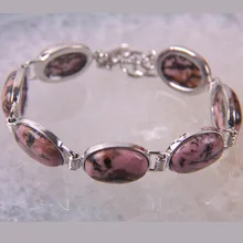Натуральный с камнем Родонит драгоценный камень бусины браслет 8 дюймов ювелирные изделия для подарка G048