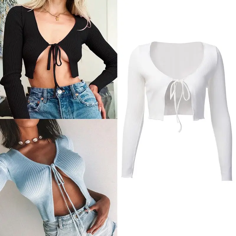 white tie cardigan top