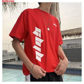 

Dropshipping 2020 Spring Letter Print T-shirt Japanese Harajuku Short Sleeve Tshirts Men Streetwear Causal Tops