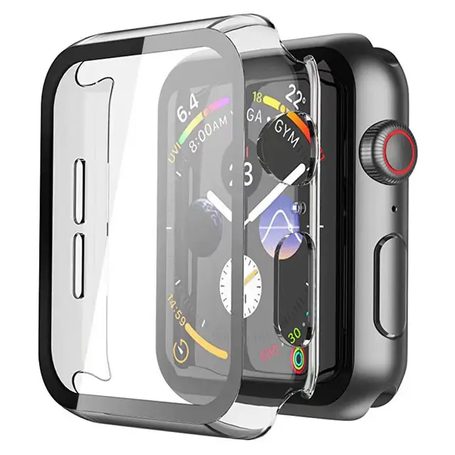 Glass + Cover For Apple Watch case 6/SE/5/4/3/2/1 iWatch 42mm 38mm bumper Tempered Glass for apple watch 44mm 40mm 42mm 38mm Transparent