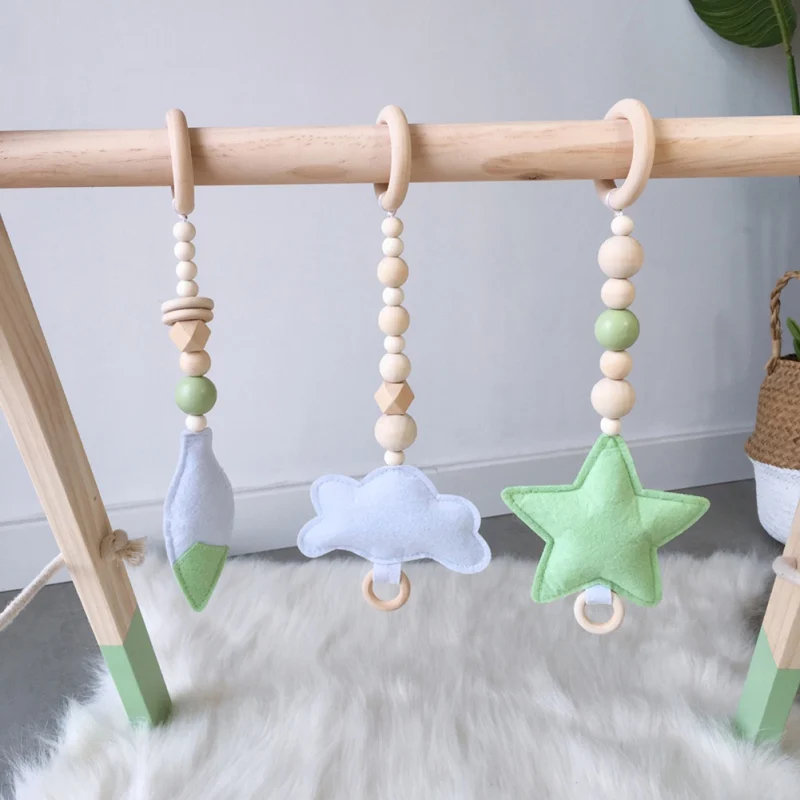 Nordic Felt Handmade Cloud Cactus Kids Room Wall Home Decor Ornament Hanging Nursery Room Wood Beads Hanging Accessories