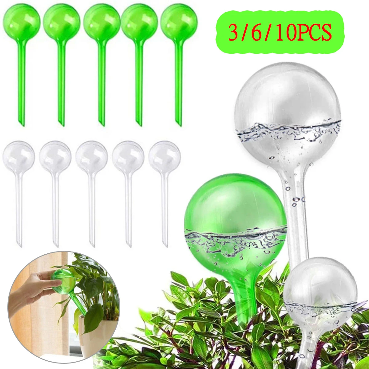 3/6/10Pcs Plant Self Watering Bulbs Automatic Watering Device Plastic Garden Irrigation System for Home Flower Indoor Supplies