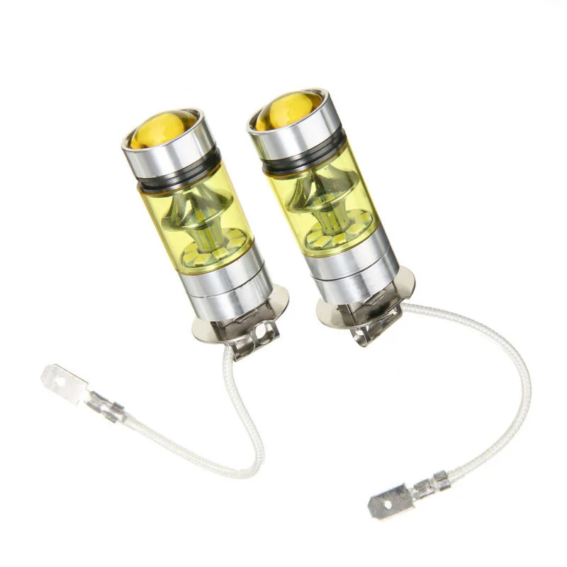 2 шт. H3 100 Вт 2828SMD светодиодный супер яркий автомобильный противотуманный светильник, задний светильник, желтый 12-24 В, температура окружающей среды увеличивается