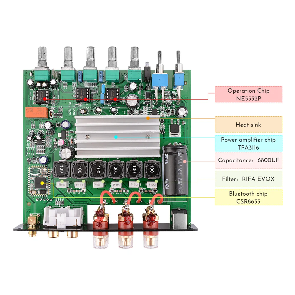 AIYIMA TPA3116 Bluetooth 2,1 канальный усилитель HIFI усилитель звука аудио сабвуфер усилитель цифровой 50 Вт* 2+ 100 Вт
