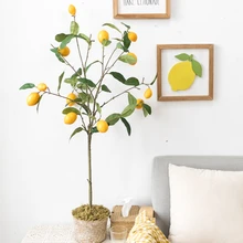 Лимонное дерево Горшечное комнатное растение для садовые растения искусственный бонсай горшок для гостиной украшение пола домашний декор, Зеленый завод