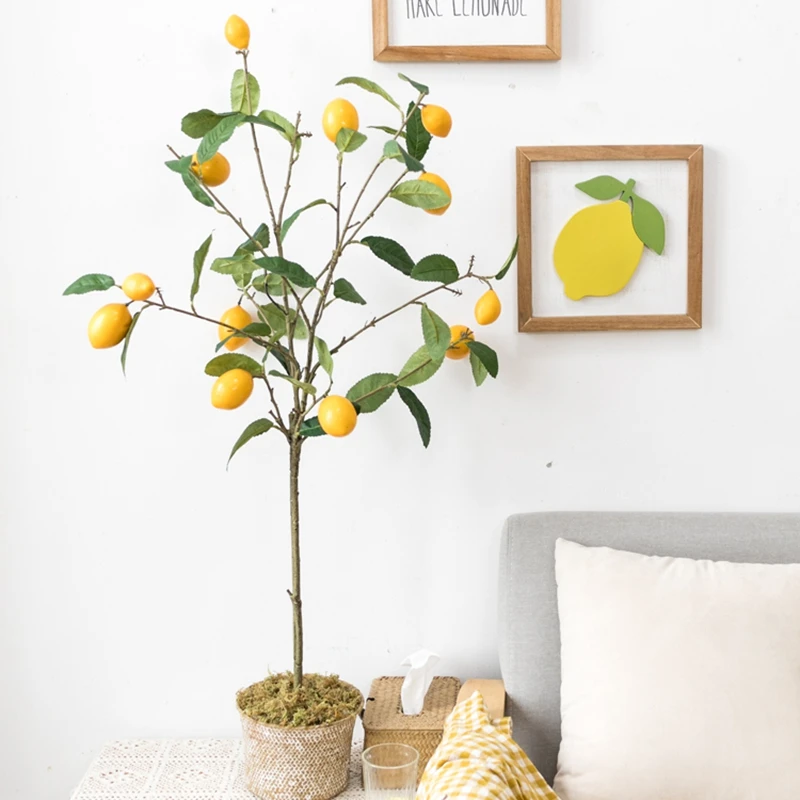 

Lemon Tree Potted Indoor Plant For Home Garden Plants bonsai Simulation Pot Living Room Floor Decoration Home Decor Green Plant