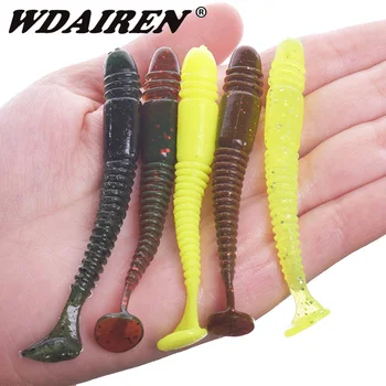 MEGA SALE ❤️ 5pcs/Lot Fishing Shrimp Smell Worms Soft Lures Jigging Wobblers 7.5cm 3.2g Swimbaits With Salt Silicone Artificial Baits Tackle - discount item 32% OFF Sports & Entertainment