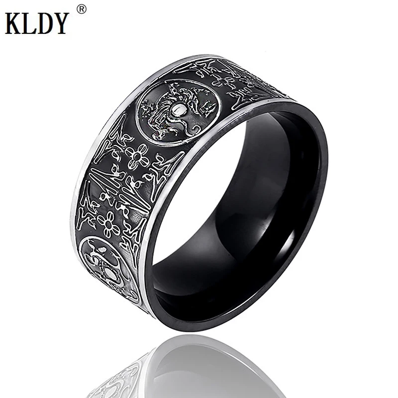 

KLDY gothic men ring dragon Stainless Steel black ring viking Northern Europe Thor bague homme punk steel Jewelry gift wholesale
