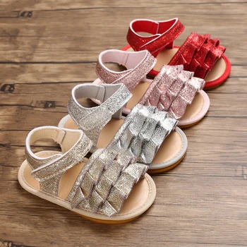 

2020 Newborn Baby Girl Sandals Open Toe Princess Shoes Ruffle Anti-Slip Outdoor Flats Summer