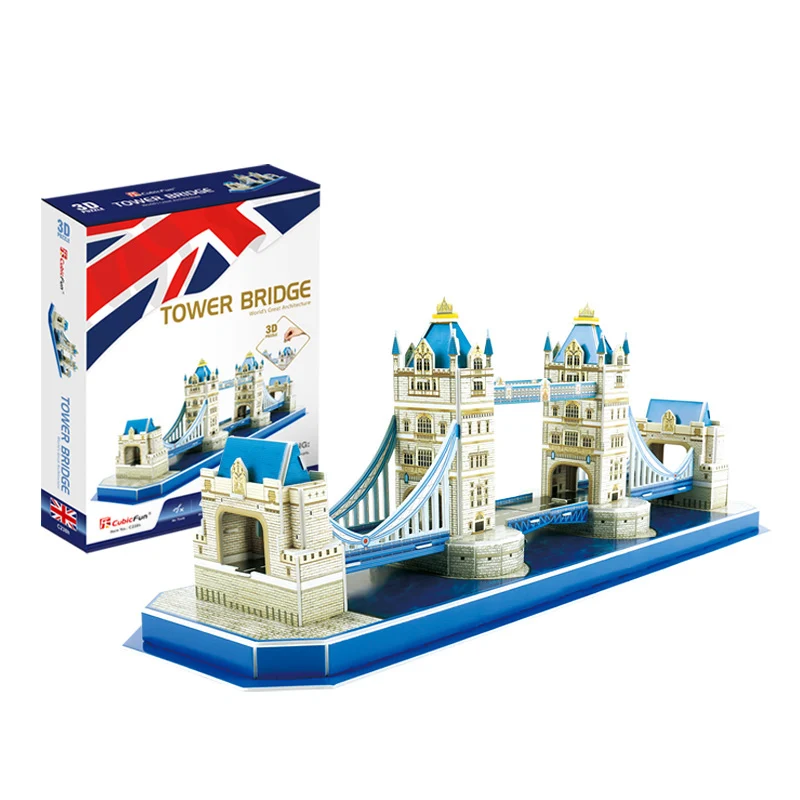 Французский Лувр Led Классический 3D Пазлы городская башня мост Лондона головоломка кирпичные игрушки масштабные стильные модели наборы мировое строительство - Цвет: Tower Bridge no led