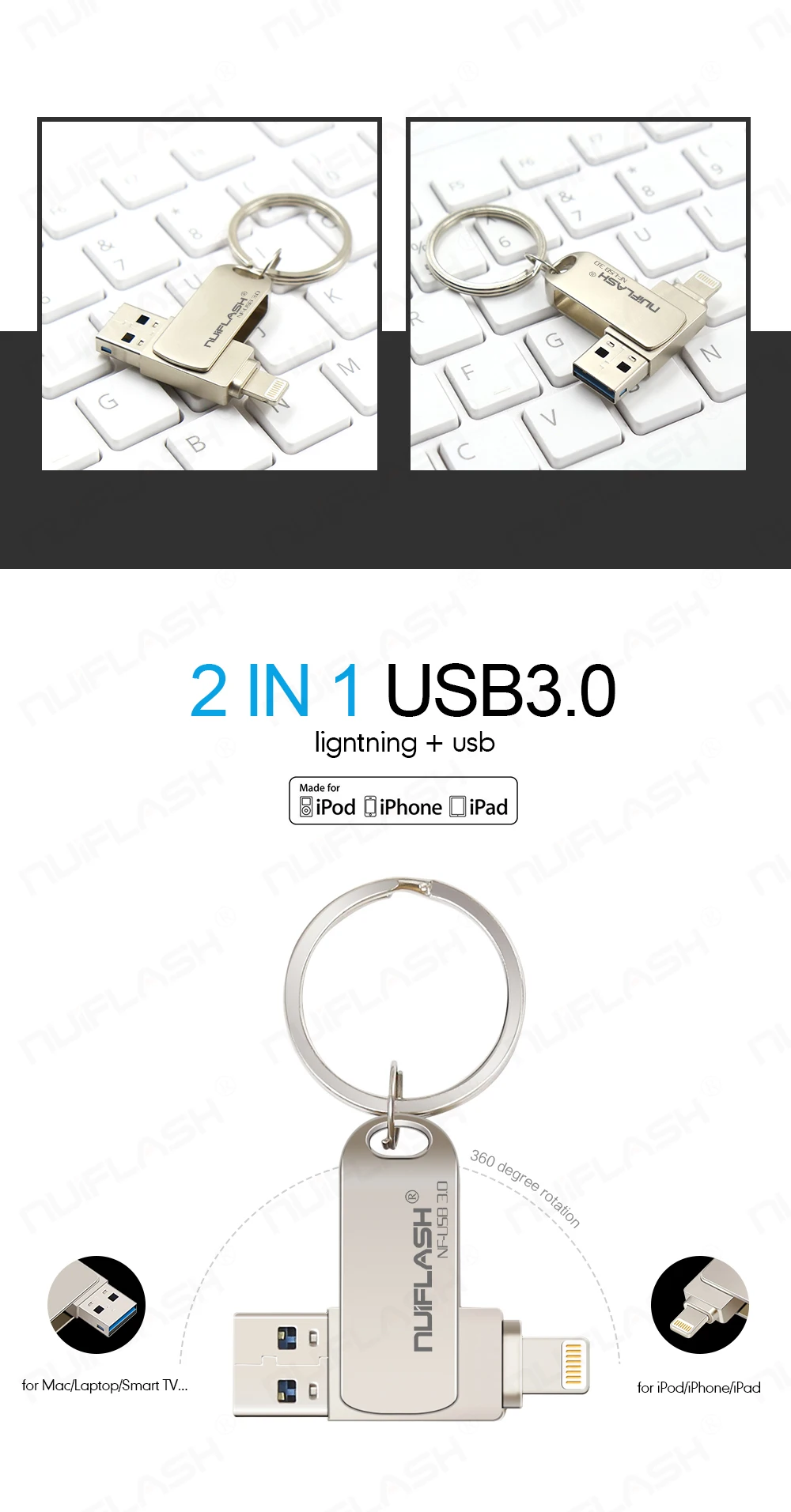 Usb флеш-накопитель для iPhone 6/6s/6plus/7/7plus/8/X Usb/Otg/Lightning 2 в 1 флеш-накопитель для iOS внешних устройств хранения