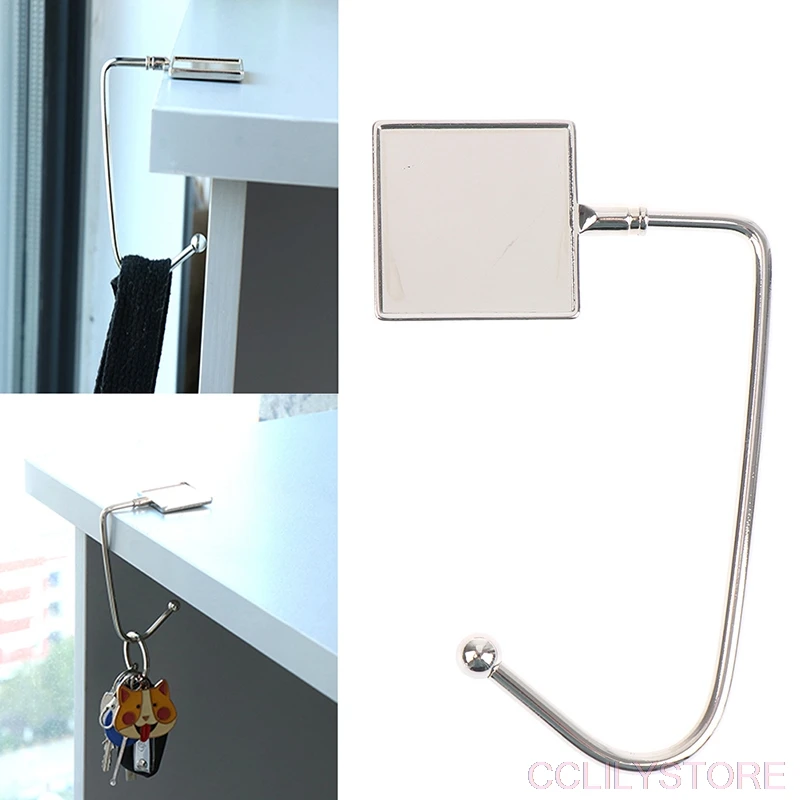 1Pc Square Metal Hanger Hook Holder Folding Bag Handbag Hook Table Hook