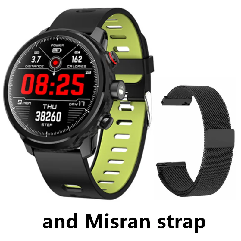 green Misran strap Новые L5 Смарт-часы для мужчин IP68 Водонепроницаемые Часы сердечного ритма спортивные Шагомер фитнес-браслет в режиме ожидания 100 дней Bluetooth Смарт-часы - Цвет: green Misran strap