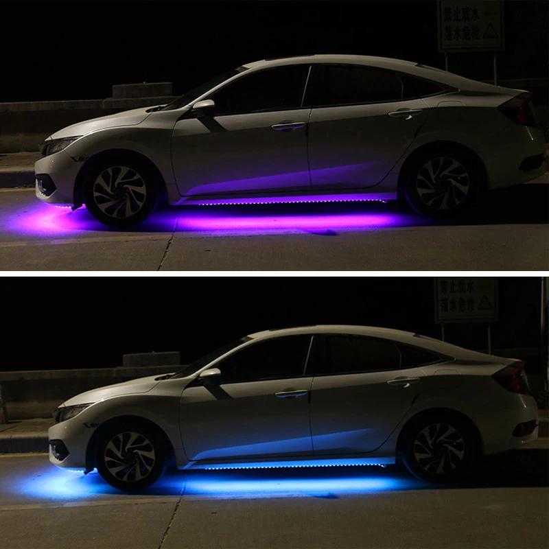 12V Underglow лампы Авто атмосферная лампа с пультом дистанционного управления днища Системы освещение автомобиля светодиодная лента RGB светодиодный для авто лампочек Гибкая гирлянда повторит