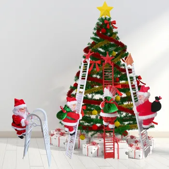 

Christmas Cute Santa Claus Electric Climbing Ladder Doll Hanging Decoration Festival Party Home Christmas Tree Decoration Gift