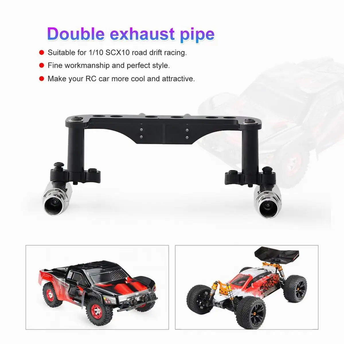 

Plastic Simulation Double Output Exhaust Pipe & License Bracket for 1/10 SCX10 RC Racing Drift Car Toy Accessories Silver