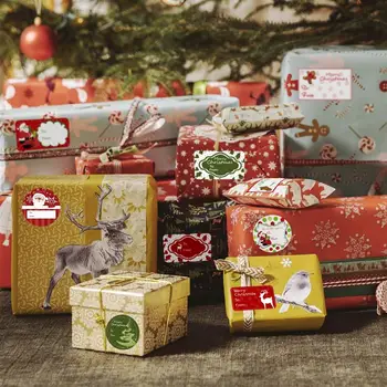 

TINKSKY 144 Christmas Self Adhesive Gift Tag Stickers 24 Assorted Designs Xmas Tree Deer Christmas Presents Labels Decals