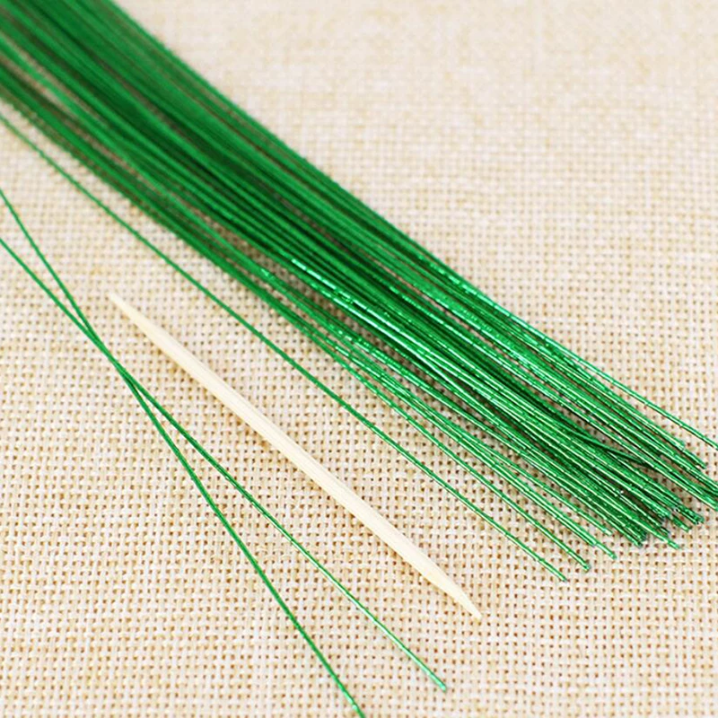 40PCS 40cm Length Paper coated Green Iron Wires For DIY Nylon flower / Flower Material hand-made DIY