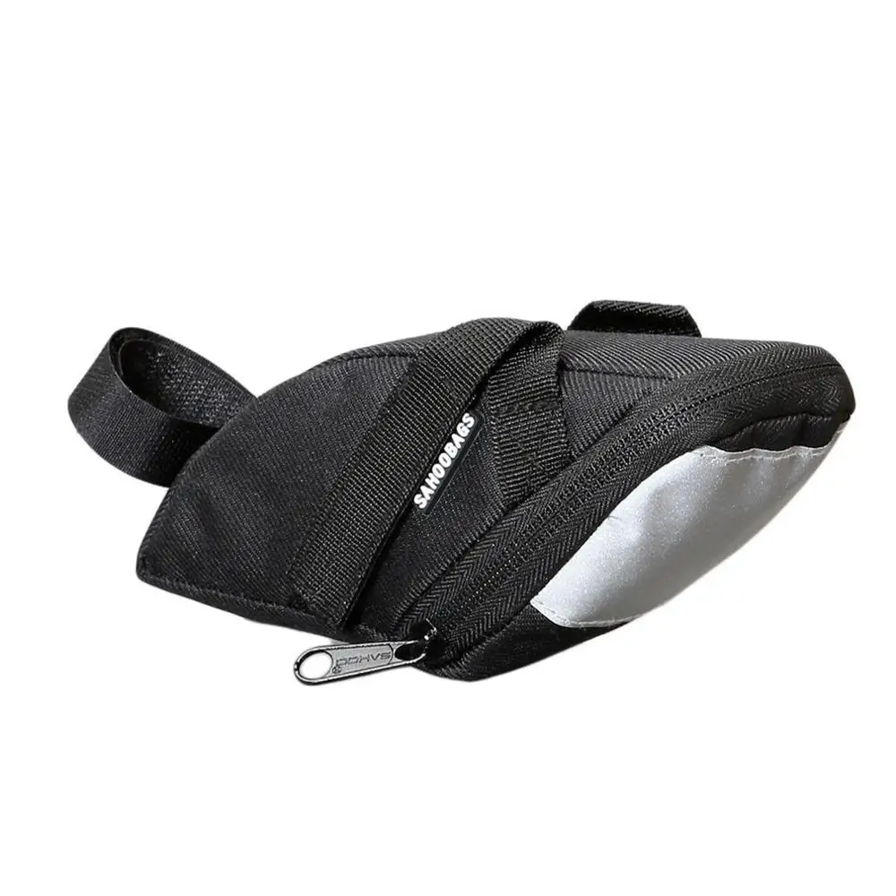 TSAI Reflective Waterproof Bicycle Back Seat Nylon Saddle Bag Cycling MTB Bike Pouch Cycling Seat Bag Seat Rear Tail Bag - Цвет: Черный