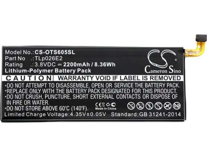 

cameron sino 2200mah battery for ALCATEL Idol 4 Dual Sim One Touch Idol 4 Idol 4 Dual Sim Idol 4 LTE Dual SIM OT-6055 6055H