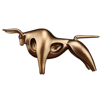 

Modern Abstract Resin Gold Fortune Cow Statue Ornaments Crafts Home Decor Accessories Gifts Living Room Or Bedroom Decoration