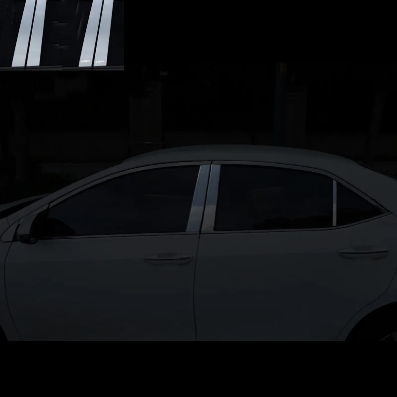 Lsrtw2017 для Защитные чехлы для сидений, сшитые специально для Toyota Corolla E210 окна автомобиля столба хромированная отделка Декоративные интерьерные аксессуары - Название цвета: 6 pcs black