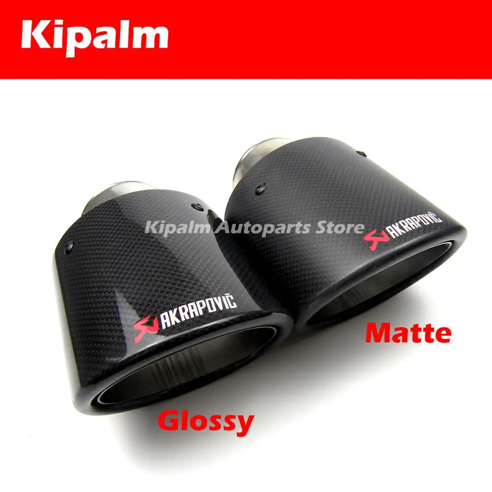 

1PCS Universal Oval Slanted Akrapovic Carbon Fibre Car Exhaust Pipe Muffler Tip Glossy Black Carbon Fiber Curly Edge