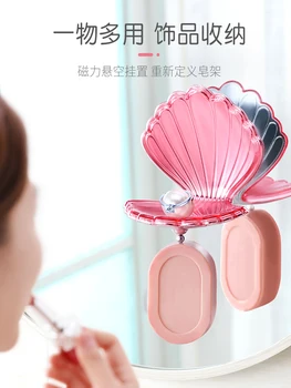 

Creative magnetic suspension soap holder drain water wall hanging non perforated soap box bathroom shelf bathroom accessories