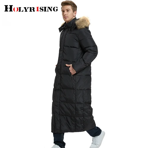 Holyrising X-long мужской пуховик 90% белый утиный пух пальто размера плюс выше колена российское зимнее пальто вниз-20С 18999-5 - Цвет: Yellow Fur