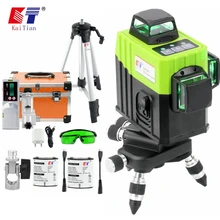 Kaitian nível laser verde 360 nivel laser 12 linhas, nível lazer de linha rotativa 3d nivelamento profissional ferramentas de construção