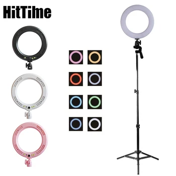 

HitTime 10'' LED Ring Light RGB Color Changing & Dimmable Light Modes Desk Makeup Light for Selfie Live Stream Vlog with Tripod