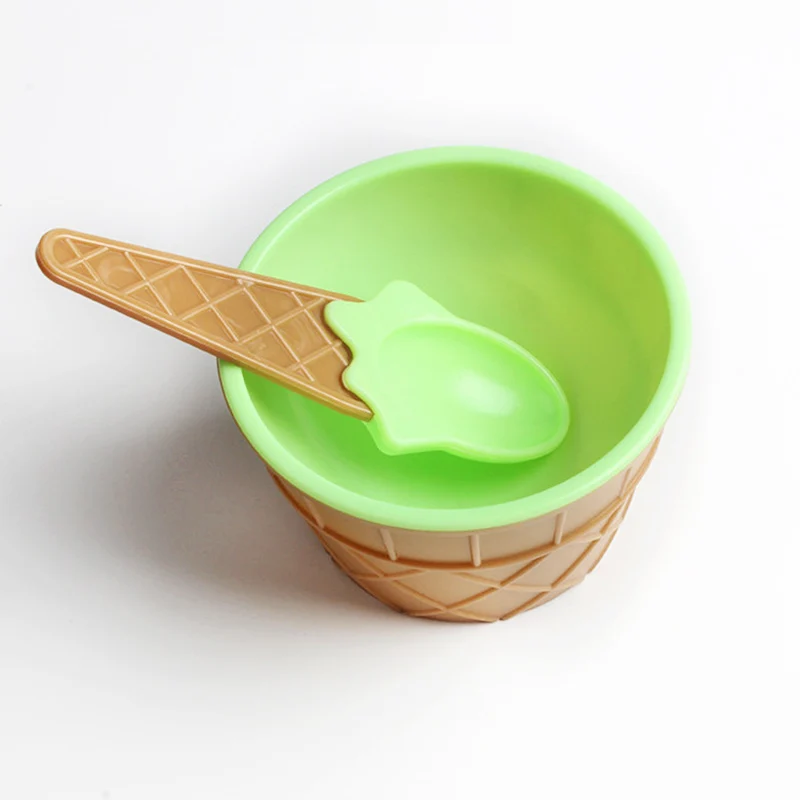 Миска Для Мороженого, ложка, клей для поставки слаймов, аксессуары, Хрустальная глина, сделай сам, инструмент для перемешивания, чашка, прозрачная миска для слизи, игрушки для детей - Цвет: Зеленый