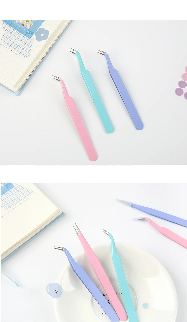 Journamm Cute Tweezers Scrapbook Sticker Washi Tape Picking Multi-tool Stationery DIY Junk Journal Album School Supplies ESD-15