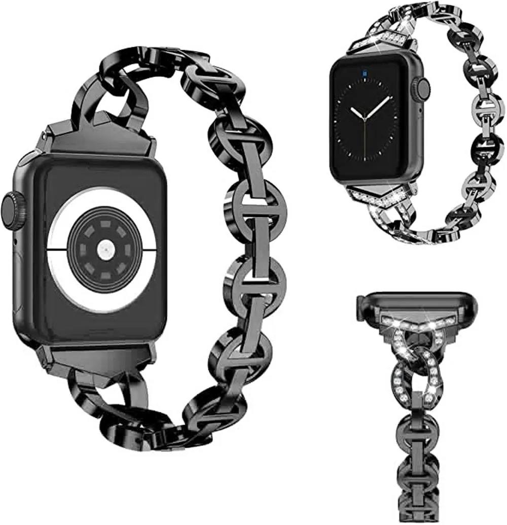 

Diamond Stainless Steel Strap For Apple Watch 4 3 band 38 42 mm Women Jewelry Bracelet For iWatch Bands SE 6 5 40 44mm Fran-13a