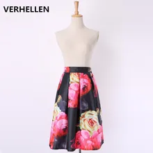 VERHELLEN Осенняя стильная винтажная юбка с высокой талией плиссированная рабочая одежда миди юбки Женский цветочный принт Jupe Femme Saias