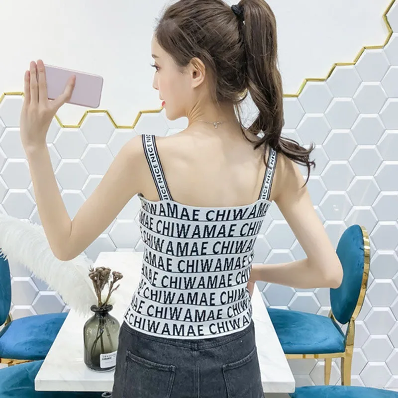 Hot Sexy Fashion Tank Tops For Women Ladies Letter Tank Top Vest Off Shoulder Halter Blouse T-Shirt Camis New