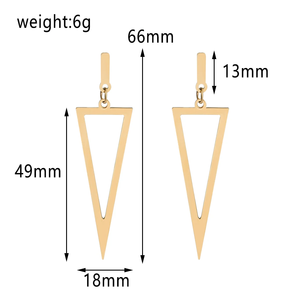 New Inverted Triangle Stud Earrings Stainless Steel Black