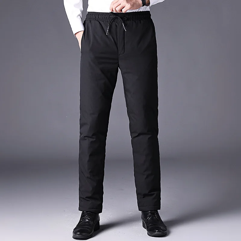 Winter Mens 90% White Duck Down Pants High Quality Slim Straight Snow Pants Warm Down Padded Trousers Male Outerwear PT-361